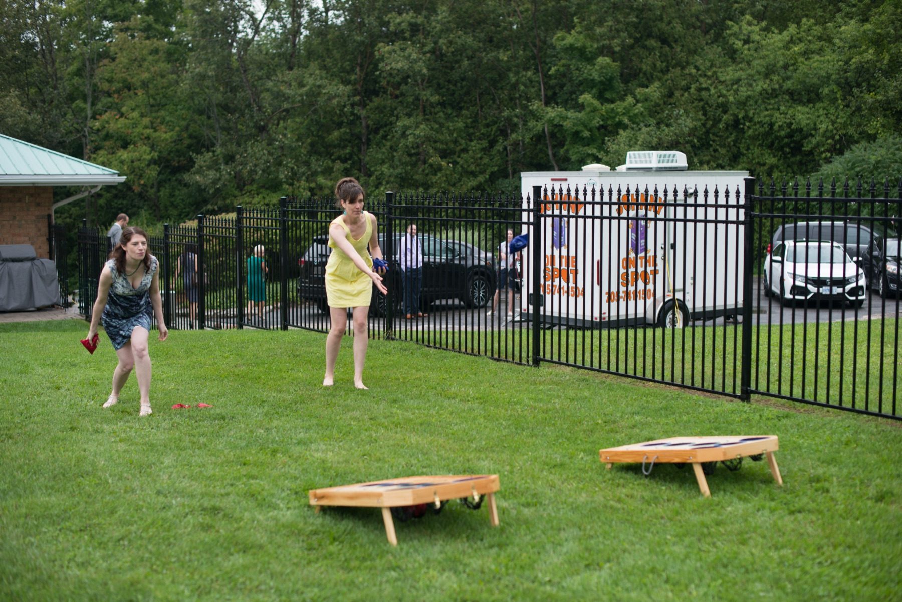 Guests playing lawn games at the reception