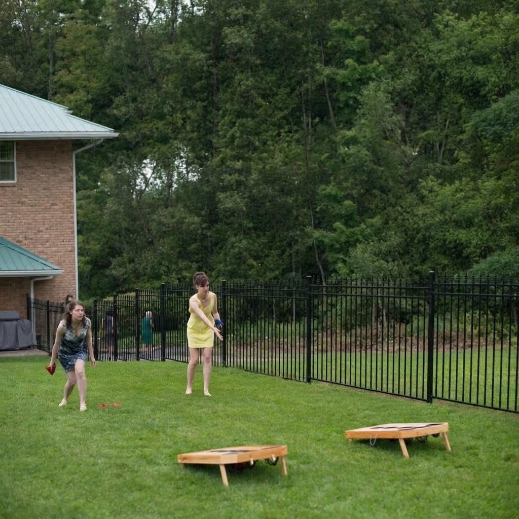 Guests playing lawn games at the reception